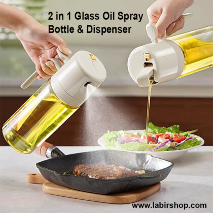 2 in 1 Glass Oil Spray Bottle & Dispenser for Cooking